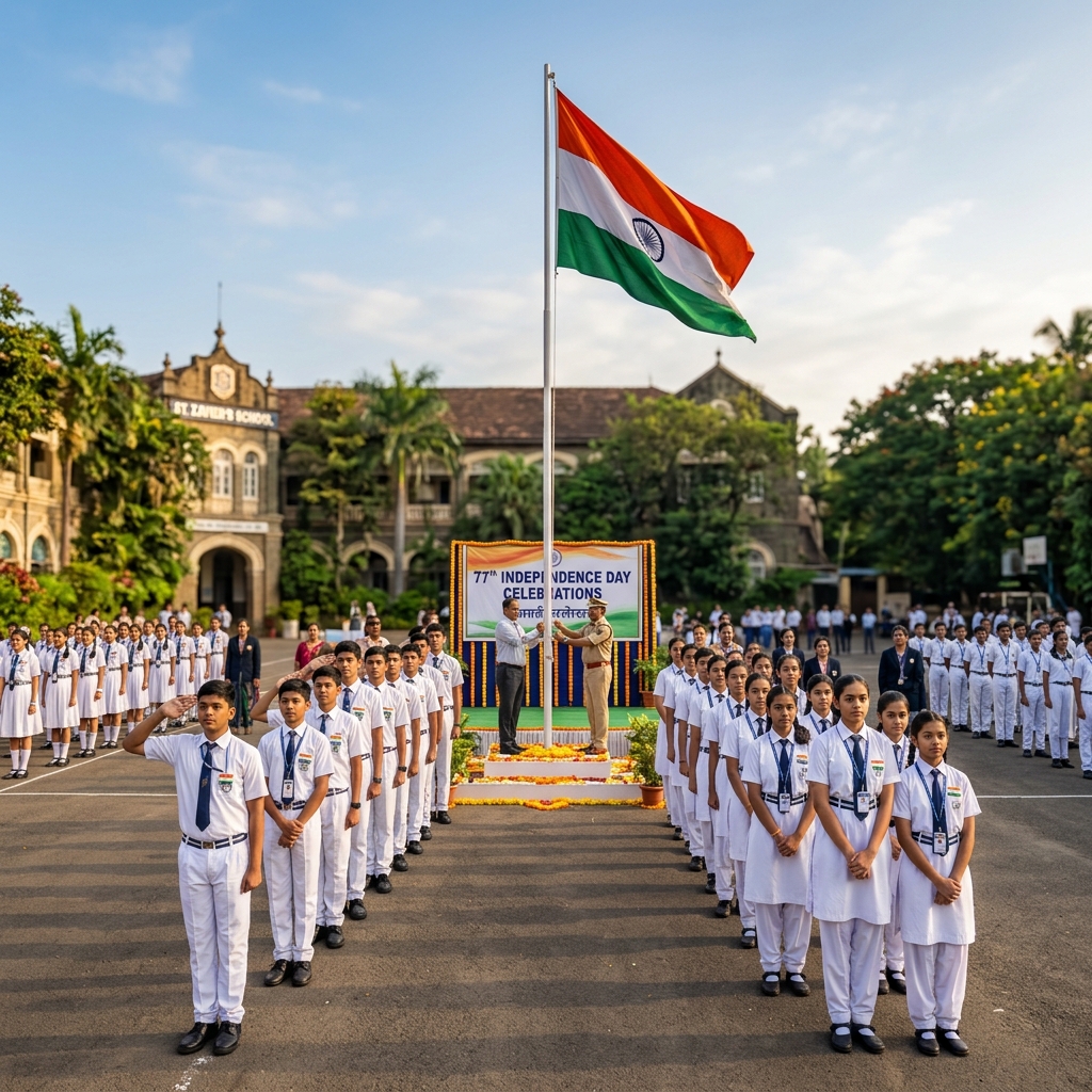 Independence Day flag hoisting ceremony celebration